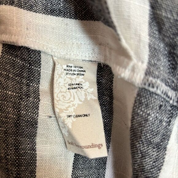 Soft Surroundings Top 1X Multicolor Stripe Linen Blend Cold Shoulder Lagenlook - Picture 7 of 8